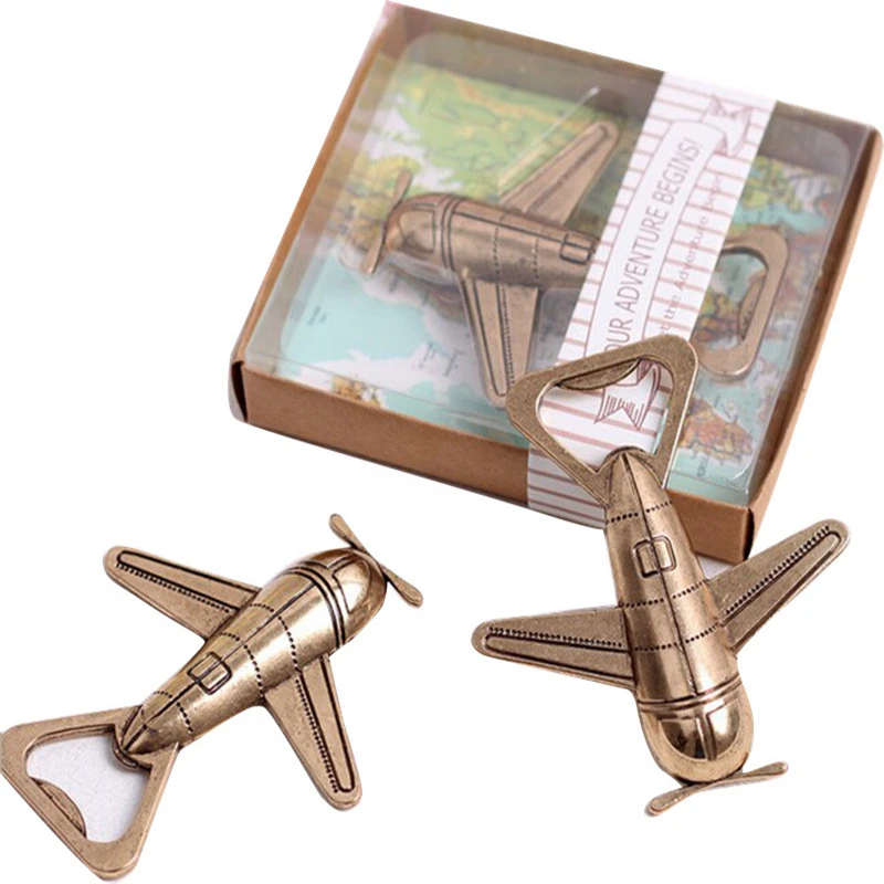 Description Picture 3 of itemBottle Opener Keychain Antique Air Plane Beer Jar Openers Retro Airplane Metal Corkscrew Wedding Favors Party Gifts