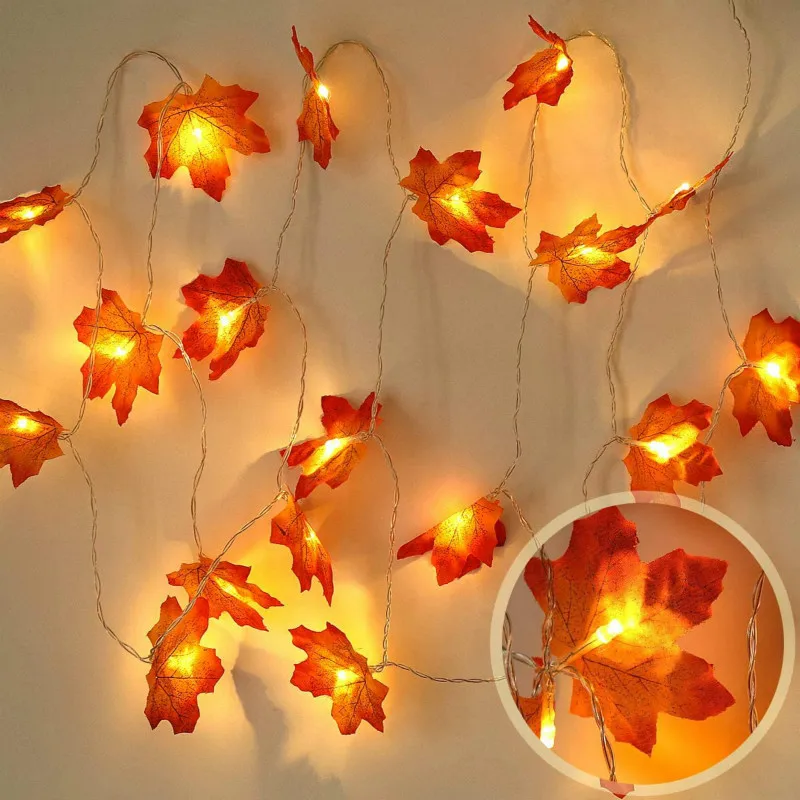 

1.5M 3M 6M 10 20 40 Lights Halloween Decor Maple Leaves Garland Led Fairy Lights for Christmas Decoration Autumn String Light