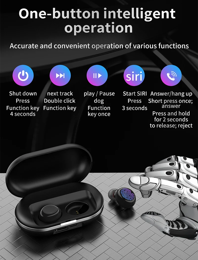 Bluetooth 5,0 Wirless наушники с шумоизоляцией стерео Бас Беспроводные спортивные наушники с 2600 мАч power Bank сменная батарея