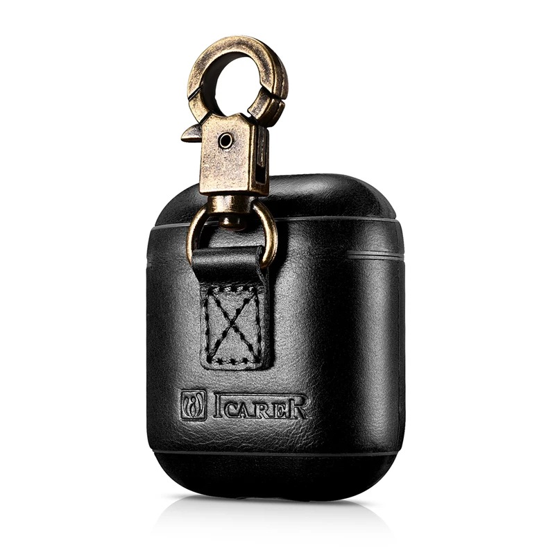 Genuine Leather Headphone Case Portable Buckle Bag Cover for Apple Airpods iPhone Bluetooth Earphone Case Boxes Protective Case