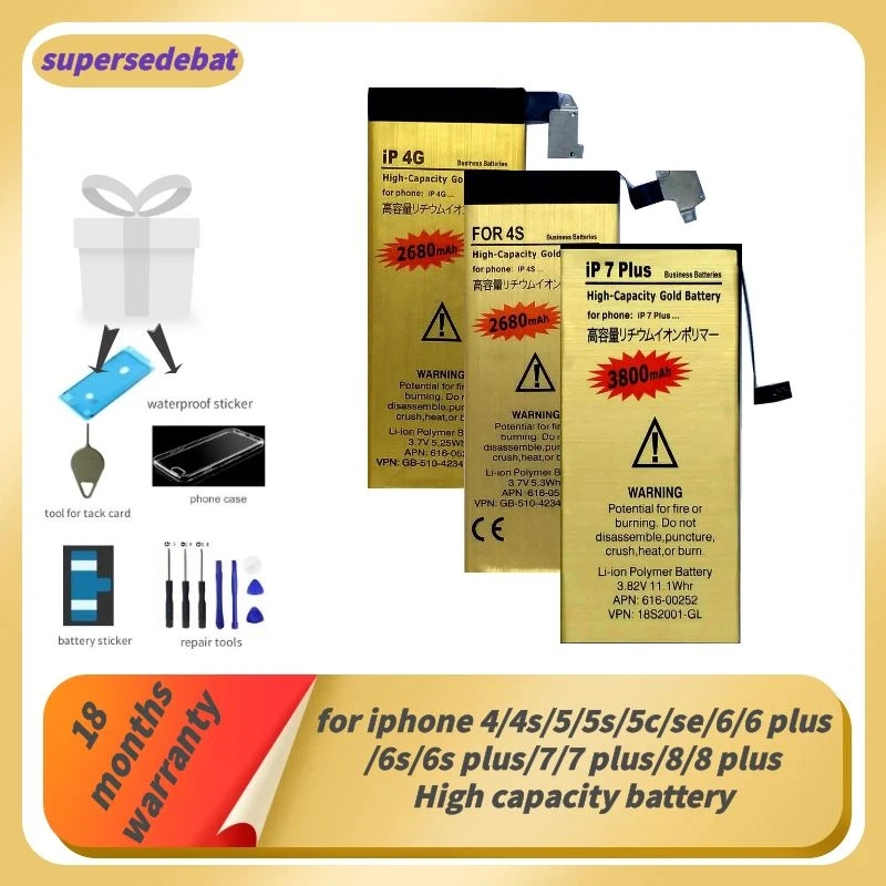 

Supersedeba Bateria for Iphone 5 Battery for Iphone 5 S for Iphone 4 4s 5 5s 5c Se 6 6 Plus 6s 6s Plus 7 7 Plus 8 Plus Batteries