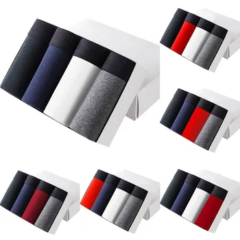 

4Pcs/lot Brand Mens Underwear Comfort Cotton Men Boxers Colorful Breathable Solid Flexible Boxer Shorts Pure Color Underpants