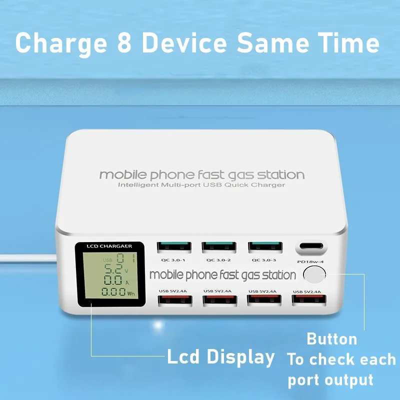 Tongdaytech 100 Вт Мульти USB мобильный телефон быстрая зарядка QC3.0 PD зарядное устройство