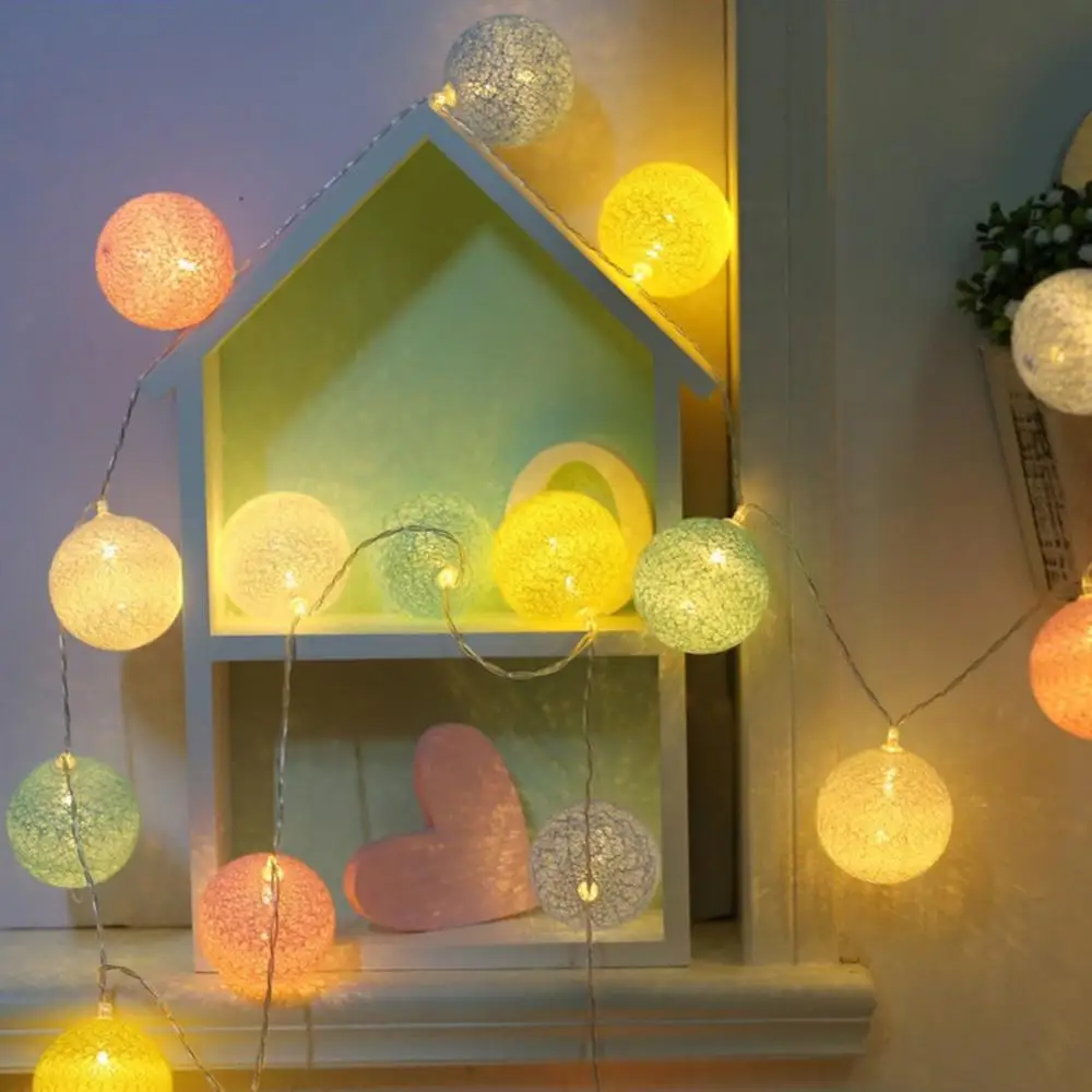 Светящиеся хлопковые шарики батарея коробка свет струны светодиодный Рождественские огни праздник украшения новогодняя елка, для дома мебели - Испускаемый цвет: RGB