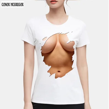 

Big Boobs Sexy Stomach Pack Abs Print T Shirt women's Short Sleeve Summer Creative Pattern Funny Female Modal Tops Novelty Tees