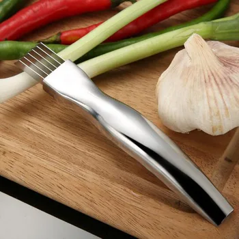 

2pcs/set Stainless Steel Vegetable Cutting Artifact Chopped Green Onion Tool Chili Slicer Creative Pratical Kitchen Gadget
