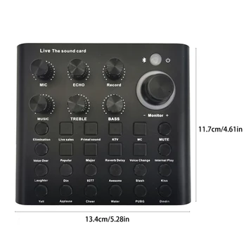 

Bluetooth Sound Mixer Board for Live Streaming Voice Changer Sound Card for Music Recording Karaoke Singing Broadcast