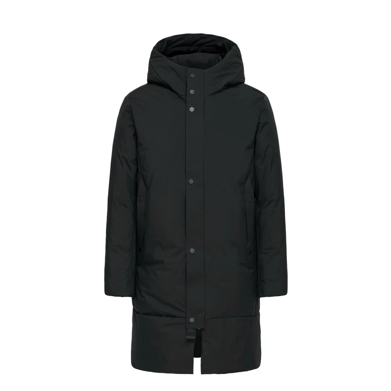 Semir, длинный, уплотненный пуховик, 80% утиный пух,, для молодых, зимняя, ветровка, для мужчин, новая, с капюшоном, теплая зимняя куртка, нормальное, комфортное пальто - Цвет: black