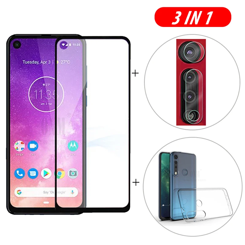 3-в-1 Стекло + чехол для Motorola Moto G8 Мощность Экран протектор Закаленное G Камера |