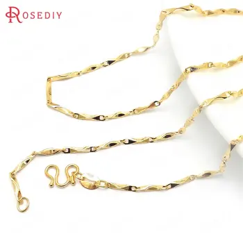 

2PCS 45CM 24K Gold Color Copper with M Shape Clasps Finished Necklace Chains Jewelry Making Supplies Diy Findings Accessories
