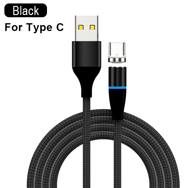 Магнитный кабель USB для быстрой зарядки кабель usb type C Магнитный кабель для зарядки данных Micro USB кабель для мобильного телефона USB шнур - Цвет: black