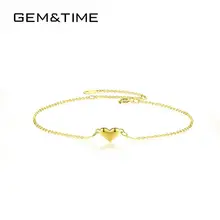 Gem& Time, милые браслеты с подвесками в виде сердца Foever и цепочка из настоящего золота 14 к, браслет для женщин, регулируемое ювелирное изделие для невесты, ювелирное изделие для женщин