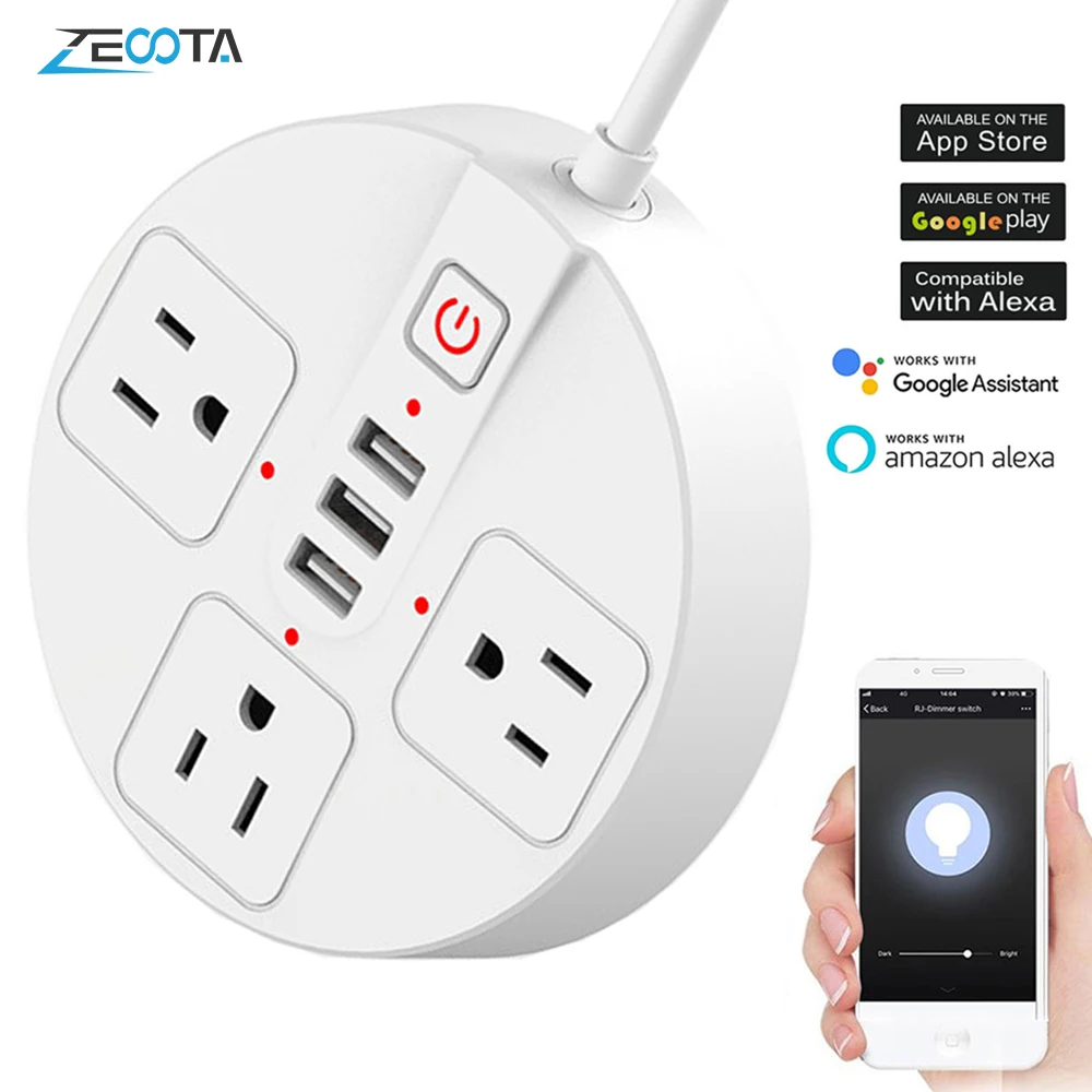 Wifi умная полоса питания 3 розетки переменного тока США Электрический Штекерный