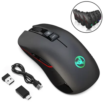 

Adjustable DPI Mute For PC Laptop Noiseless USB Rechargeable Wireless Mouse Colorful Light Silent Gaming LED Backlit Optical