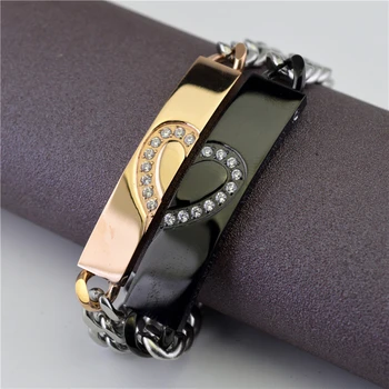 

Vintage Charm Link Chain Bracelets For Women Girls Fahion Heart Couple Bracelet With Cubic Zirconia Wholesale Jewelry