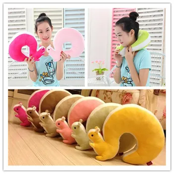 

1Pcs Novelty Squirrel Animal Cotton Plush U Shape Neck Pillow Travel Car Home Pillow Nap Pillow Health Care