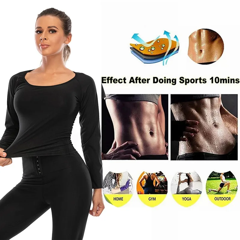 leonisa shapewear Women Sauna Shaper Tops Long Sleeve Thermo Sweat Shapewear Slimming Zipper Waist Trainer Corset Gym Fitness Hot Workout Shirt backless shapewear