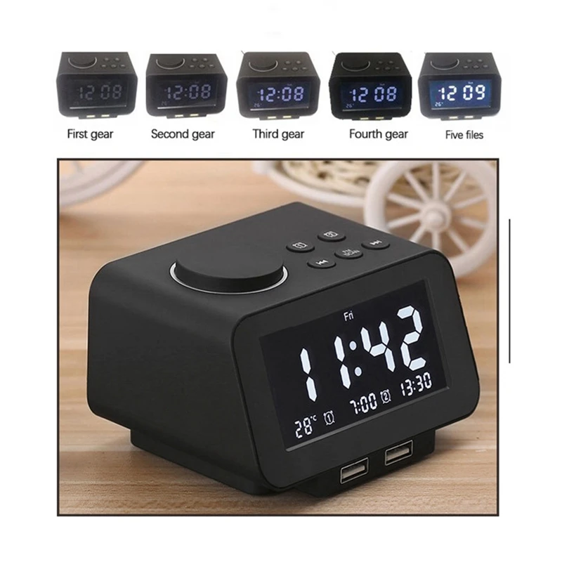 K8 Bluetooth динамик Повтор будильника с температурой светодиодный дисплей FM радио двойной usb порт зарядки для Iphone samsung планшет