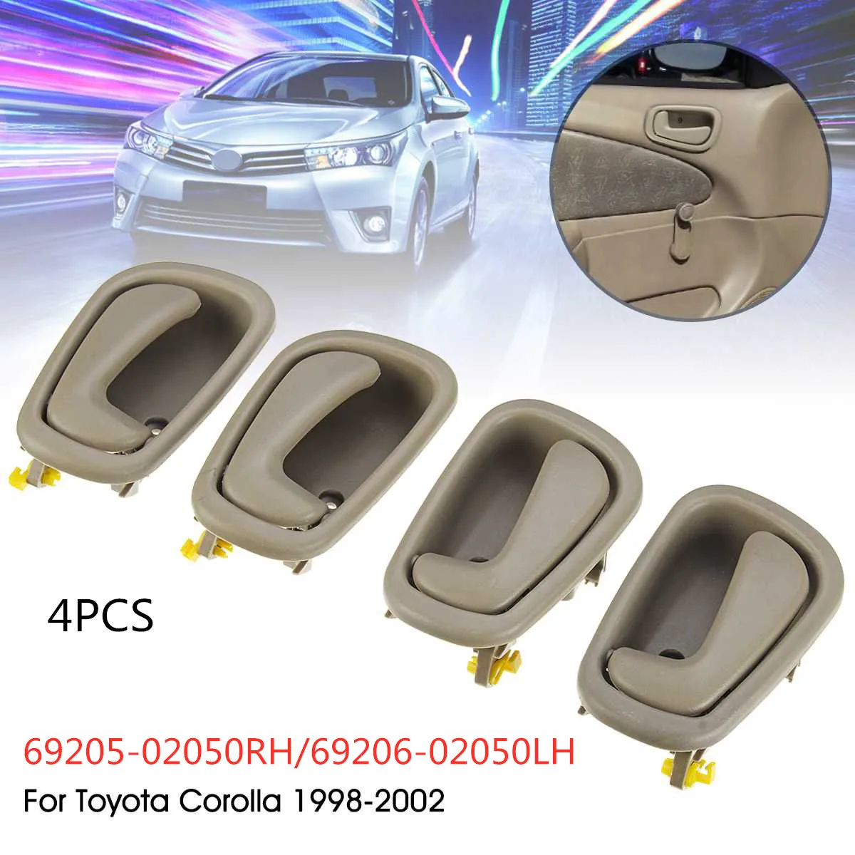 Подходит для Toyota 1998 2002 69205 02050RH/69206 02050LH 4 шт. Автомобильная внутренняя | Комнатные дверные ручки -4000126557052