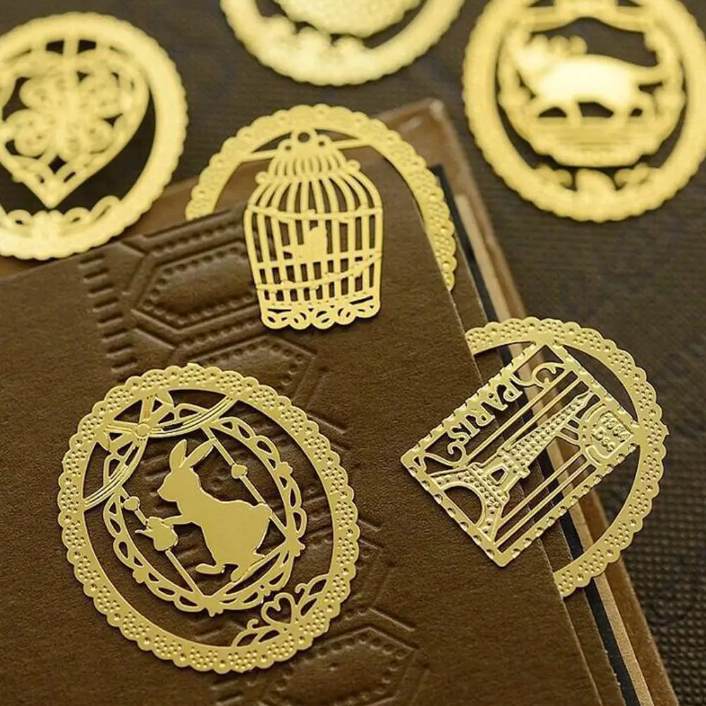 

6 Style/lot Metal Bookmarks Mini Cute Animal Birdcage Heart Eiffel Tower Book Mark Clips For School Office Supplies Stationery