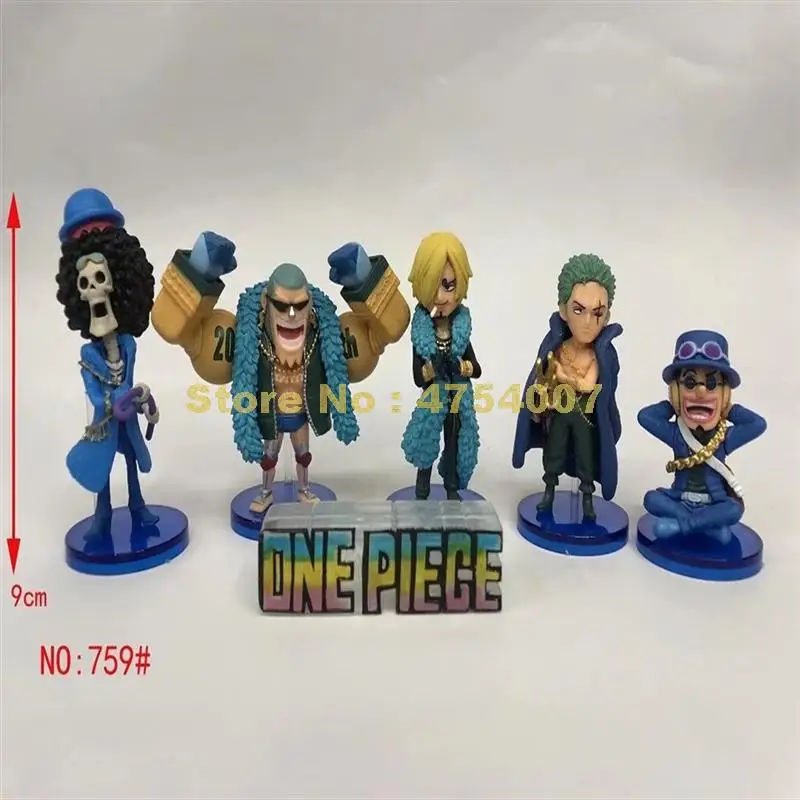 9 шт./лот Аниме one piece 20th anniversary monkey d luffy сувенир синий костюм ПВХ фигурка Коллекция Модель 4,5-10 см игрушка