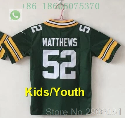 A+++ качество Дети 12 Аарон Роджерс Клэй Matthews 52 Ha Clinton-Dix 21 Jordy Nelson 87 jersey Packers - Color: for kids youth