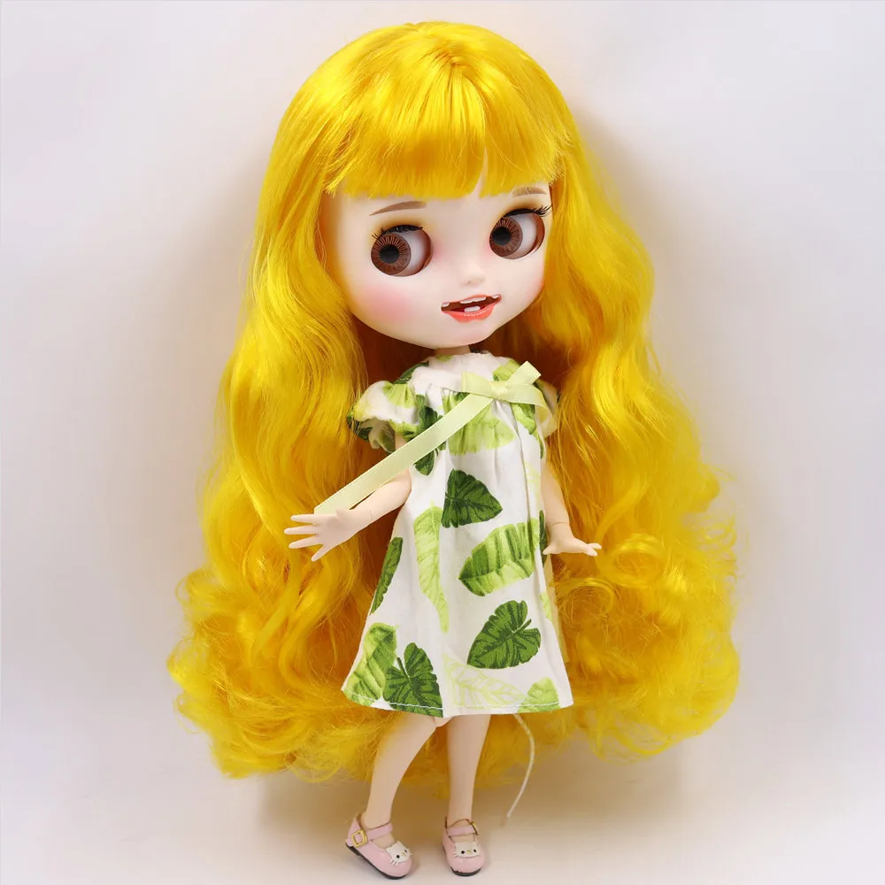 a set like pic Ледяной обнаженный Blyth кукла No. BL3038 желтые волосы резные губы открытый рот матовая индивидуальные лица сустава тела 1/6 bjd - Цвет: a set like pic