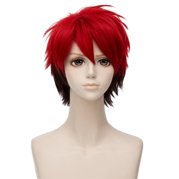 

VICWIG Men's Halloween Party Wig Synthetic Hair Red Gradient Black Short Anime Cosplay Wig