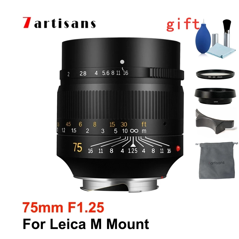 7artisans 75 мм F1.25 полная Рамка с ручной фиксированной фокусировкой для Leica M-M M240 M8 M9 M10