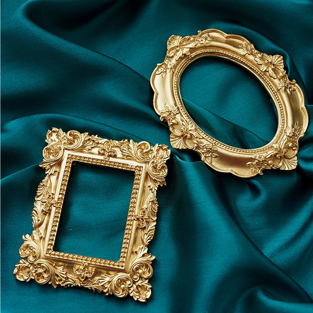 Golden Vintage Photo Frame Photography Props Manicure Necklace Earrings Shoot Background Decor for Cosmetics Jewelry Fotografia |