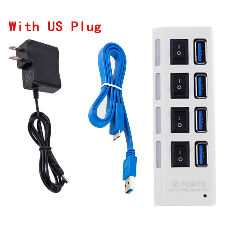 White With US Plug Creacube USB Hub 3,0 4 порта USB 3,0 концентратор разветвитель мульти концентратор высокой сверхскоростной 5 Гбит/с USB 3,0 концентратор для ПК - Цвет: White With US Plug