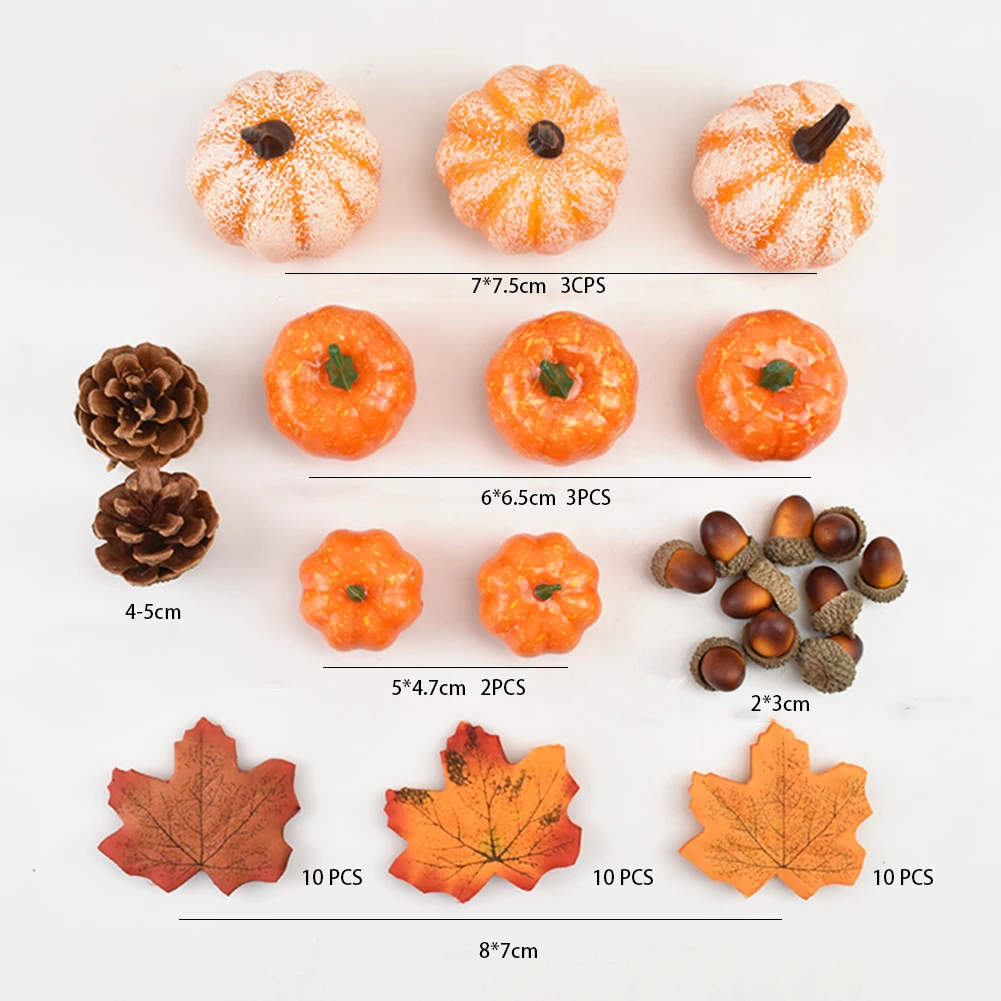 Lifelike Prop Mixture Realistic Fake Thanksgiving Fall Small Simulation Gift Home Decor Artificial Pumpkin Set Foam Portable