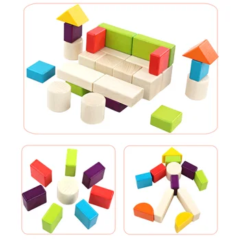 

High Quality Building Block 30 Pieces Color Wooden Boxed Wooden Blocks Children's Building Blocks Toys For Kids Creative Toys