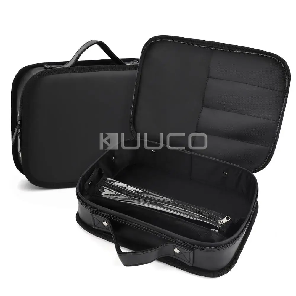 

Hairdressing Barber Bag Storage Case PU Leather Stylists Hair Scissors Dryer Clippers Combs Cosmetics Tool Organizer