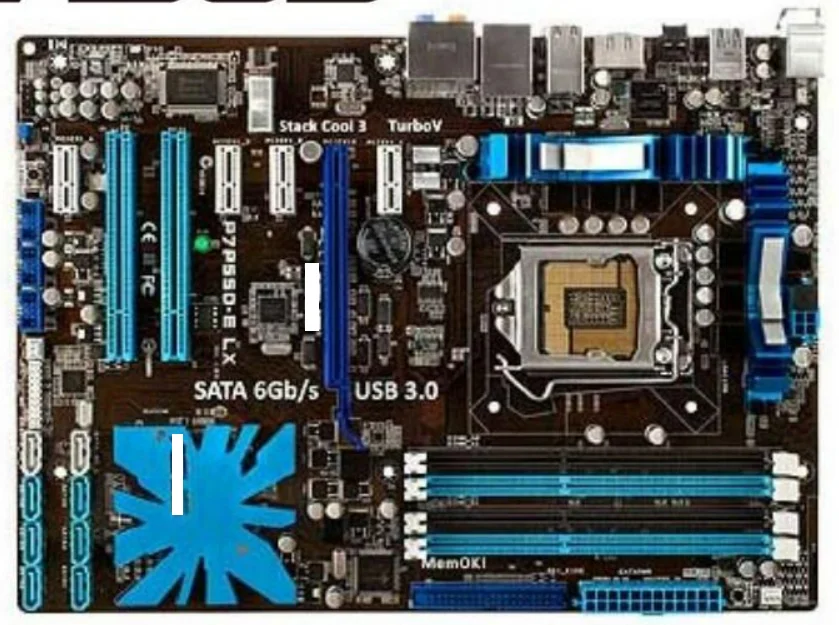 Десктопные Материнские платы P7P55D-E LX LGA 1156 DDR3 для процессора i3 i5 i7 16 Гб USB2.0 USB3.0 P55 б/у