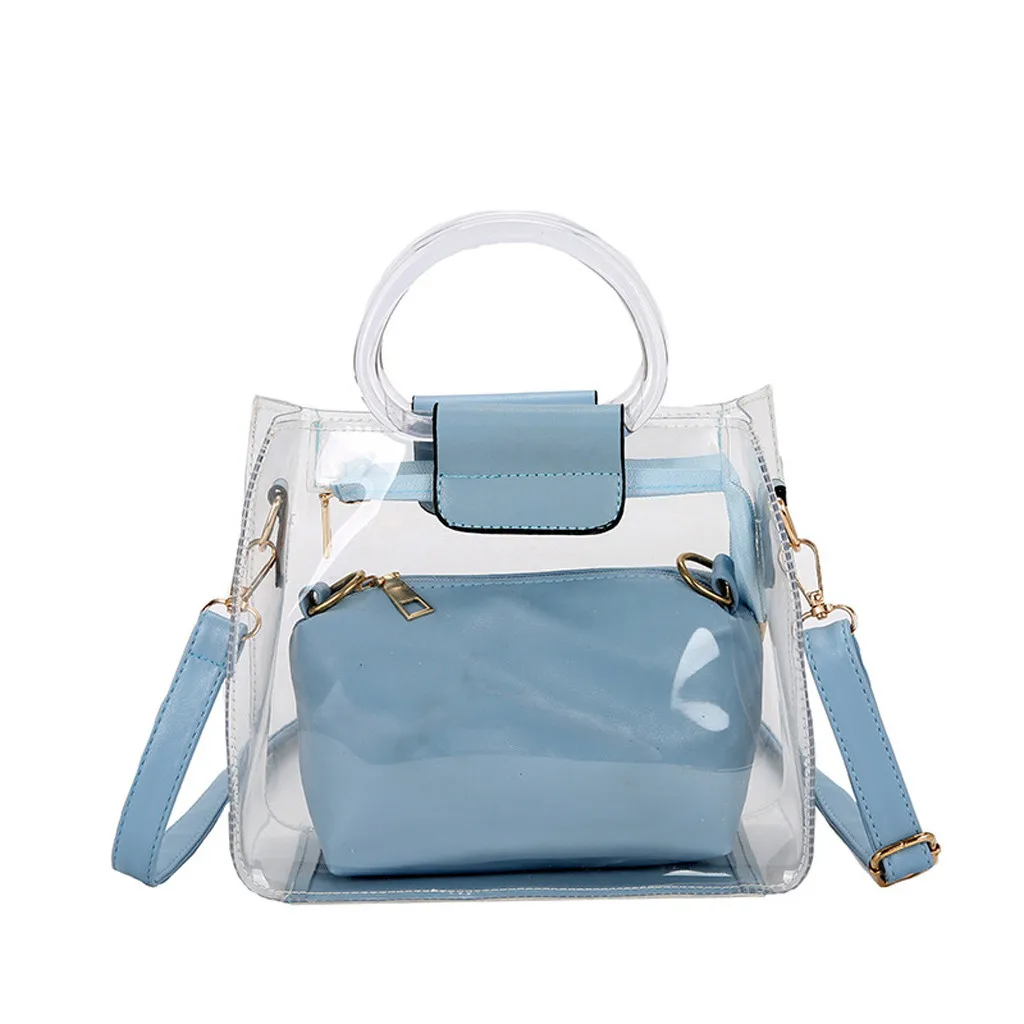 Femme sac à main 2PC gelée Transparent Messenger 2019 nouveau Portable épaule bolso mujer torebka damska shopper sac main #40