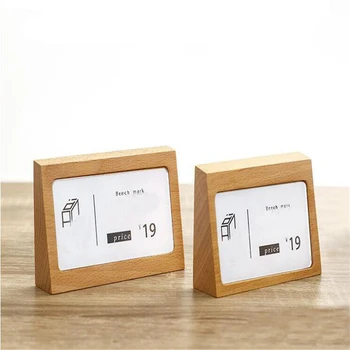 

New Name Card Display Acrylic Panel Wooden Table Menu Sign Holder Stand Price Paper Tags Label Rack