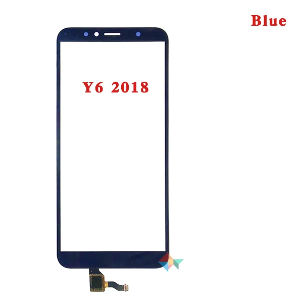 Y6 2018 Blue Высокое качество, 5,7 дюйма, для huawei Y6 /Y6 Prime, сенсорный экран, дигитайзер, переднее стекло, объектив, сенсорная панель, черный, белый, золотой, синий - Цвет: Y6 2018 Blue