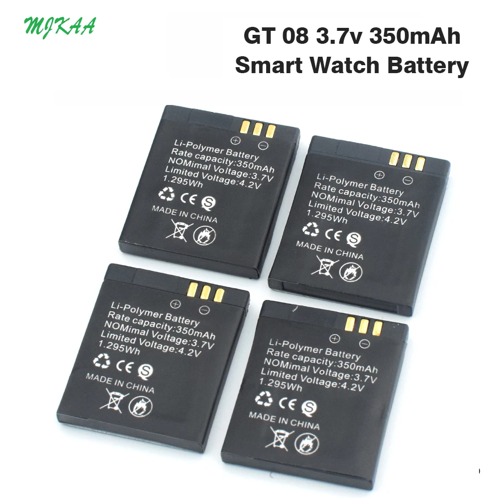 

3.7V Rechargeable Batteries Li-Po Lithium Li-polymer Li-ion Polymer Battery 350mAh for Smart Watch GT08 Only