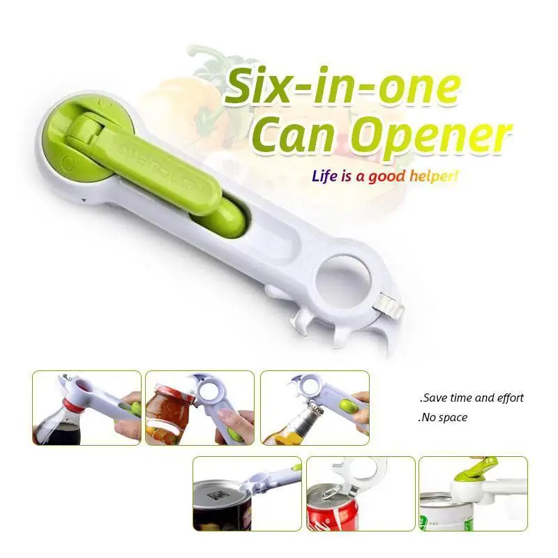 Six in one multi-function can opener plastic bottle opener kitchen gadget 