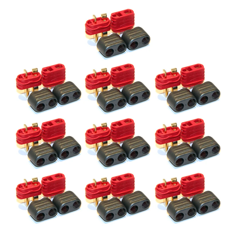 Amass 10 Pairs Sheathed T Plug Connectors Dean Style for RC ESC Motor Controller 