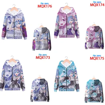 

Re:Life in a different world from zero Ram/Rem Hoodies Sweatshirts Cosplay Costume Ram/Rem Unisex 3D hooded jacket Zipper sweate