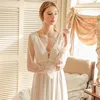 Ladies Nightgown Lace Long Nightdress Vintage Woman  Lace Sleeve Summer Nightgowns Dress INS Fashion Sleepwear Fairy ► Photo 2/6