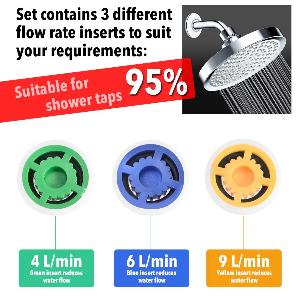 

Shower Flow Reducer Limiter Set-Up To 70% Water Saving 4L/min For Shower Taps Bathroom Accessories 1/2 Inch