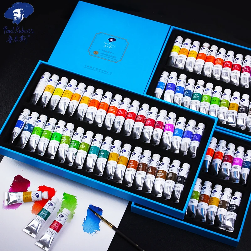 Watercolor Painting Set Watercolor Paint Watercolor Pigment Paul Rubens 5ml 18/24/36 Colors Watercolor Paints Tube Set Water Color Paint Pigment for Beginner Drawing Art Supplies