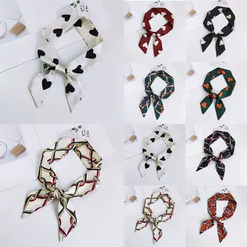 

Printing Summer Kerchief Head Band Lady Neckerchief Women Silk Scarf All-match Wrist Ribbons Color Block lady square bandana