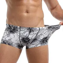 Man Sexy Underwear Mens Breathable Printed  Boxer Brief  Sexy Man  Briefs Male Nylon Panties Mid Waist Shorts Elastic Underpant