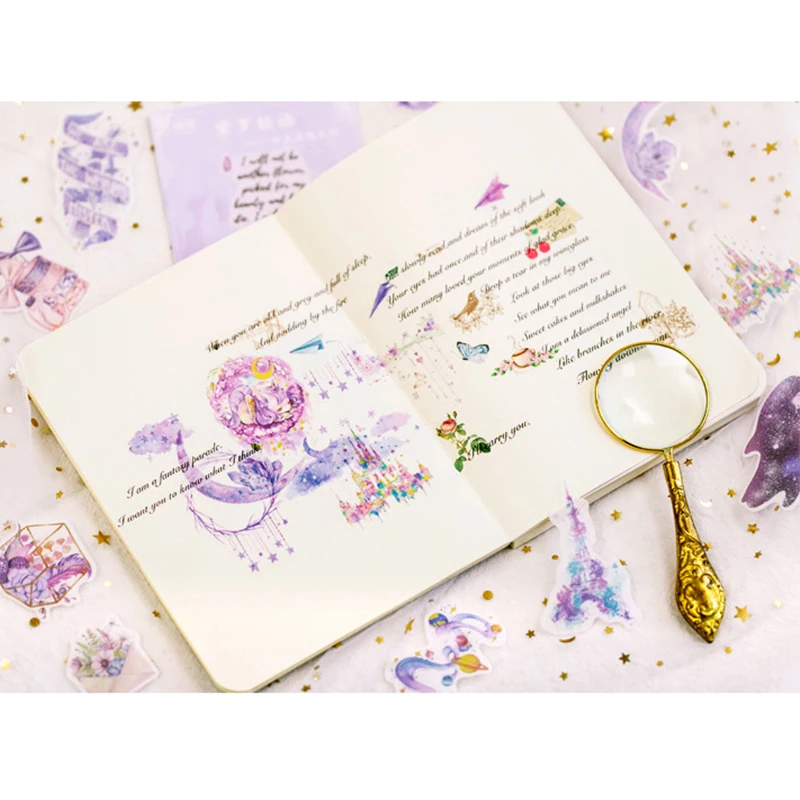 

60 pcs/lot recollection Kawaii Wistaria Forest Cat Ocean DIY washi Scrapbooking Diary Album Decorations Label Masking Stickers