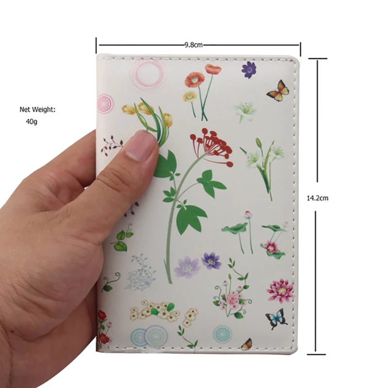 Fashion Travel Passport Holder Women Beautiful Flower Printing Credit Card Holder Cute Cartoon PU Leather Passport Cover PC0065 (12)