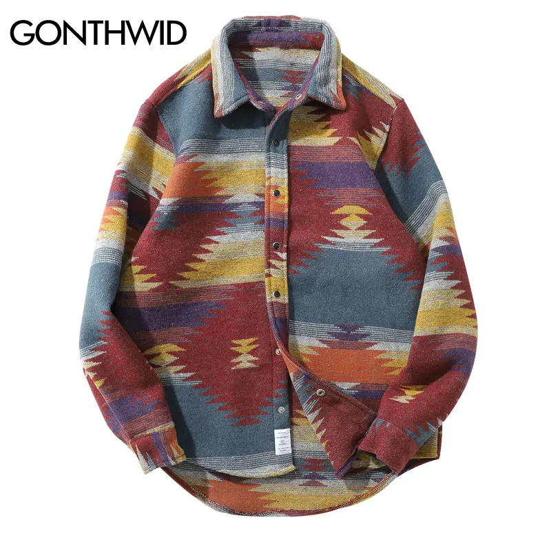 

GONTHWID Hip Hop Tie Dye Snap Button Long Sleeve Shirts Men Fashion Casual Streetwear Dress Shirt Coats Male Hipster Shirts Tops